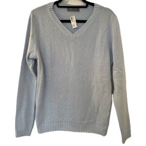 Women’s Oversized Blue V-Neck Knit Sweater
